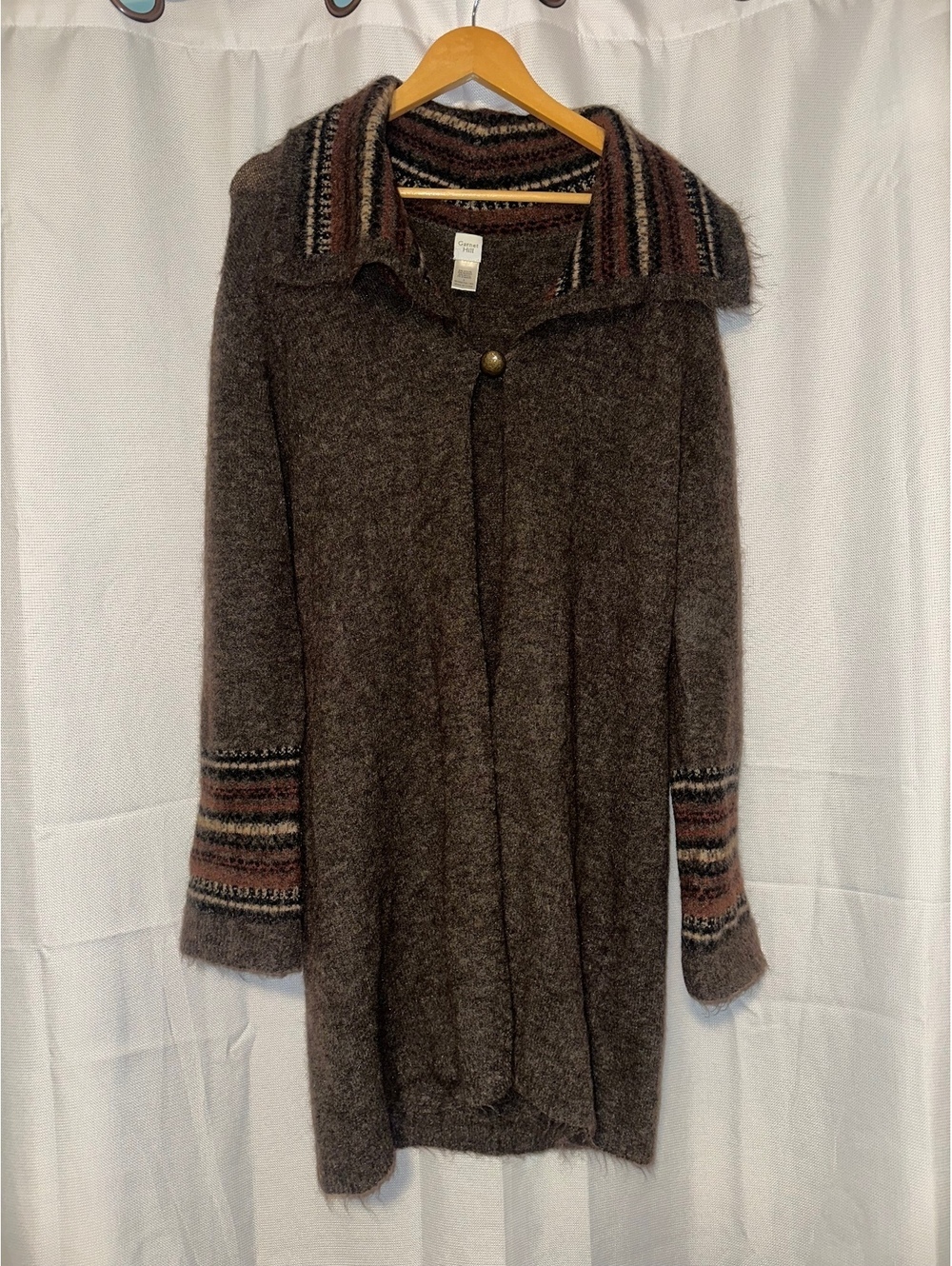Garnet Hill Mohair Wool Blend Gorpcore Winter Long Duster Cardigan S